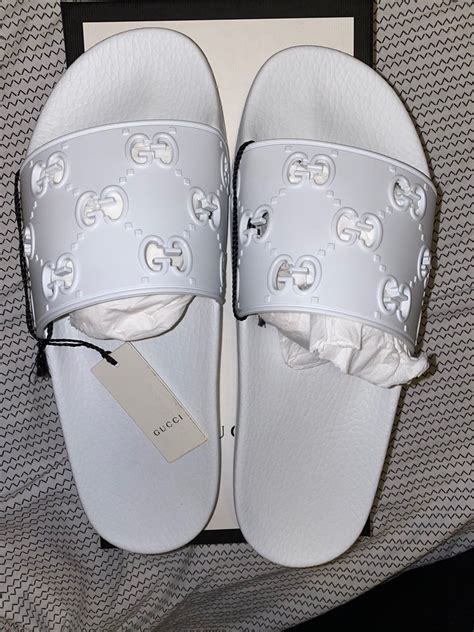 white gucci slides women|gucci slides black worn.